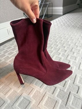 Women's stuart weitzman sock boots in Burgundy
